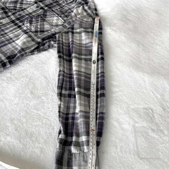 Men’s large flannel shirt, purple and black plaid. - Picture 7 of 7